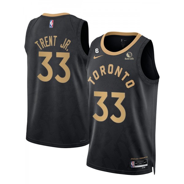 Toronto Raptors Gary Trent Jr maillot homme noir 33 uniforme de basket-ball kit swingman chemise édition limitée 2023