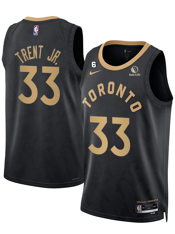 Toronto Raptors Gary Trent Jr maillot homme noir 33 uniforme de basket-ball kit swingman chemise édition limitée 2023