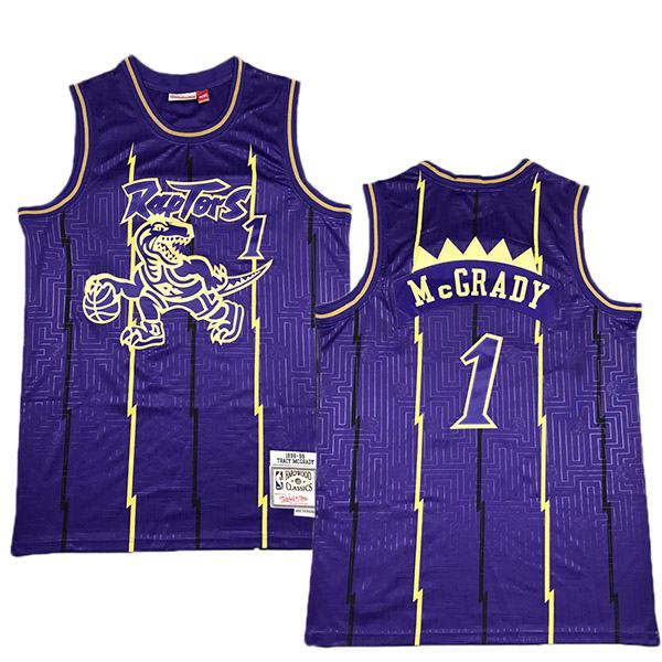 Toronto Raptors McGRADY 1 Basketball Jersey Men's Nba New Year Purple Swingman Vest 2020