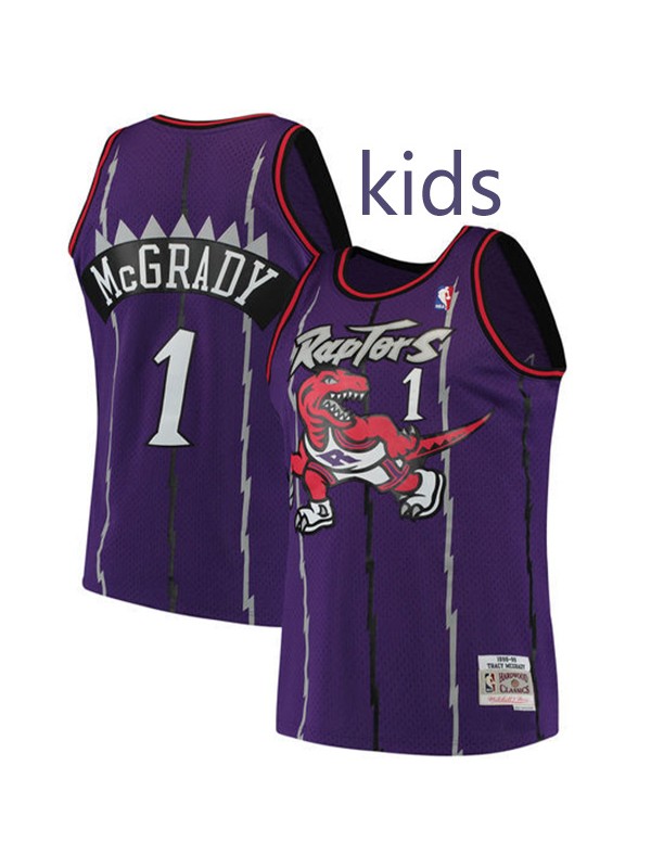 Toronto Raptors Tracy McGrady 1 kids city edition swingman retro jersey youth uniform children purple basketball limited vest