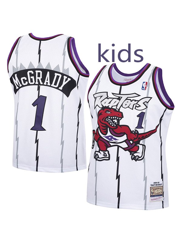 Toronto Raptors Tracy McGrady 1 kids city edition swingman retro jersey youth uniform children white basketball limited vest