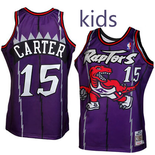 Toronto Raptors Vince Carter 15 kids city edition swingman retro jersey youth uniform children purple basketball limited vest