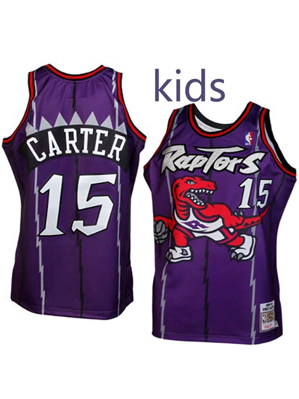 Toronto Raptors Vince Carter 15 kids city edition swingman retro jersey youth uniform children purple basketball limited vest