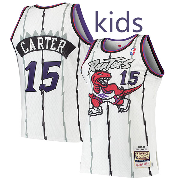 Toronto Raptors Vince Carter 15 kids city edition swingman retro jersey youth uniform children white basketball limited vest