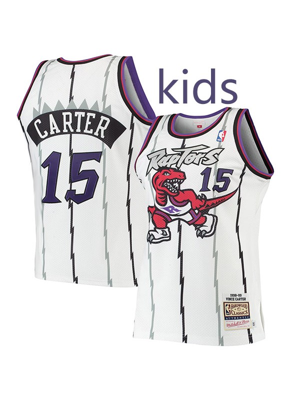 Toronto Raptors Vince Carter 15 kids city edition swingman retro jersey youth uniform children white basketball limited vest