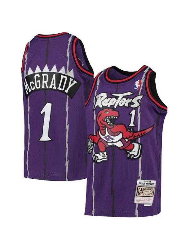 Tracy mcgrady 1 toronto raptors mitchell ness men's purple throwback swingman jersey basketball swingman vest 1998