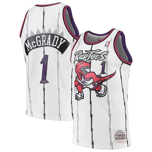 Tracy mcgrady 1 toronto raptors mitchell ness men's white throwback swingman jersey basketball swingman vest 1998