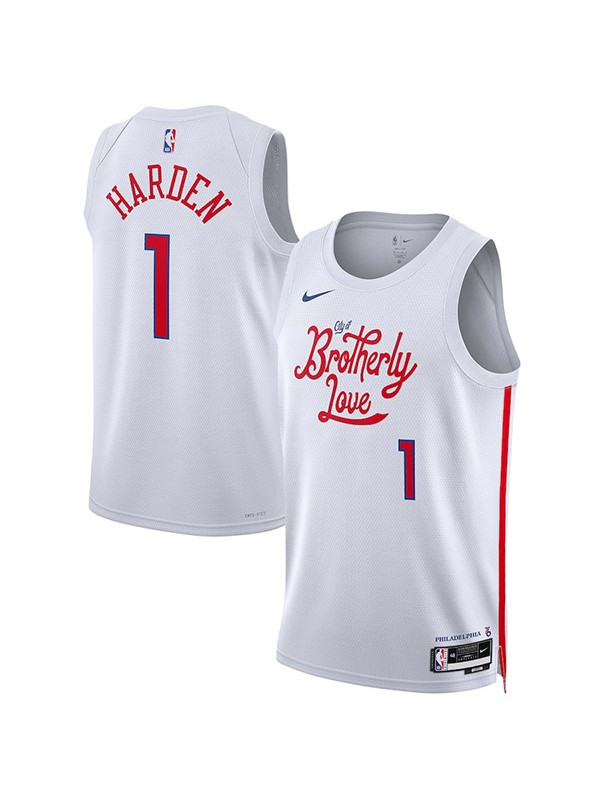 Unisex Philadelphia 76ers jersey James Harden white swingman uniform brotherly love city edition kit 2022-2023 