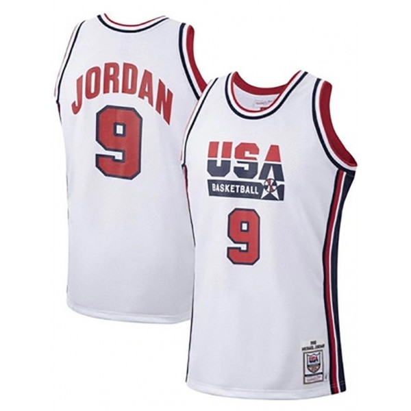 USA Michael Jordan 9 maillot uniforme blanc de basket-ball de l'équipe de rêve gilet limité pour hommes