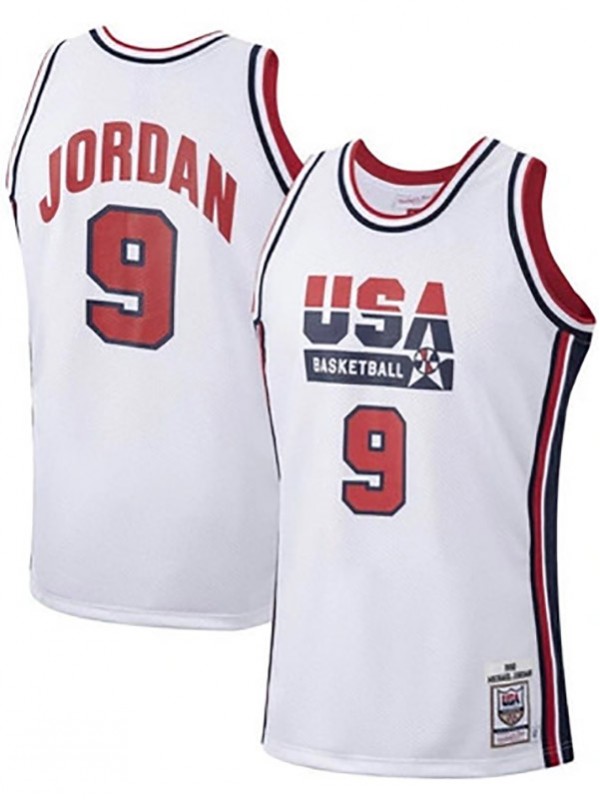 USA Michael Jordan 9 maillot uniforme blanc de basket-ball de l'équipe de rêve gilet limité pour hommes