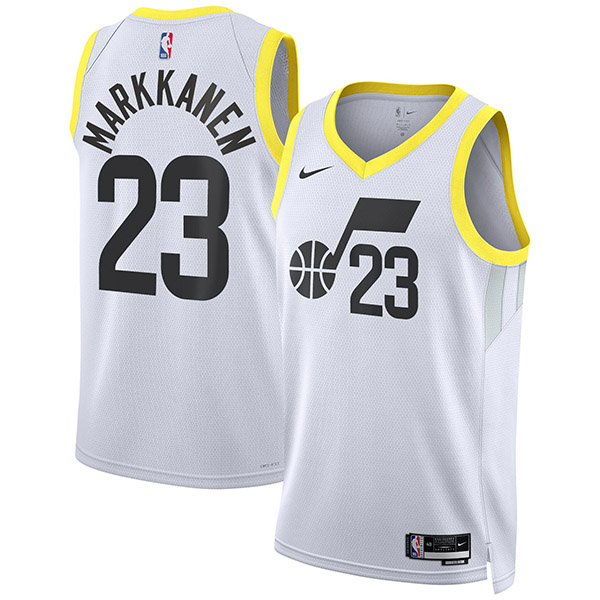 Utah Jazz association edition swingman jersey Men's 23 Lauri Markkanen white uniform kit limited shirt 2022-2023