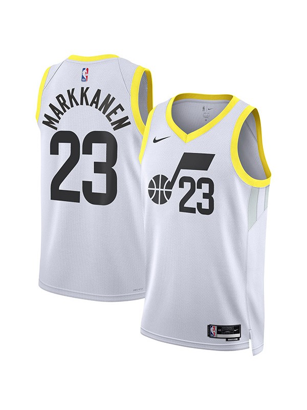 Utah Jazz association edition swingman jersey Men's 23 Lauri Markkanen white uniform kit limited shirt 2022-2023