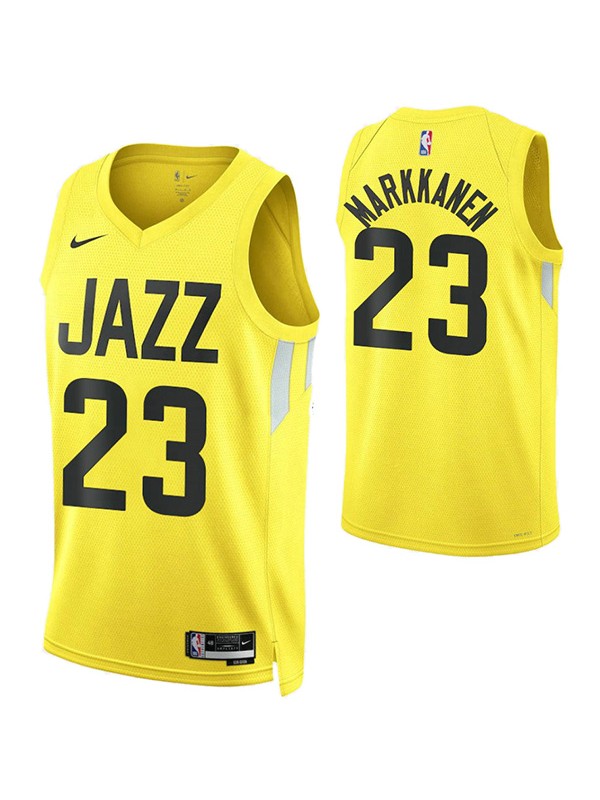 Utah Jazz association edition swingman jersey Men's yellow 23# Lauri Markkanen uniform kit limited shirt 2022-2023