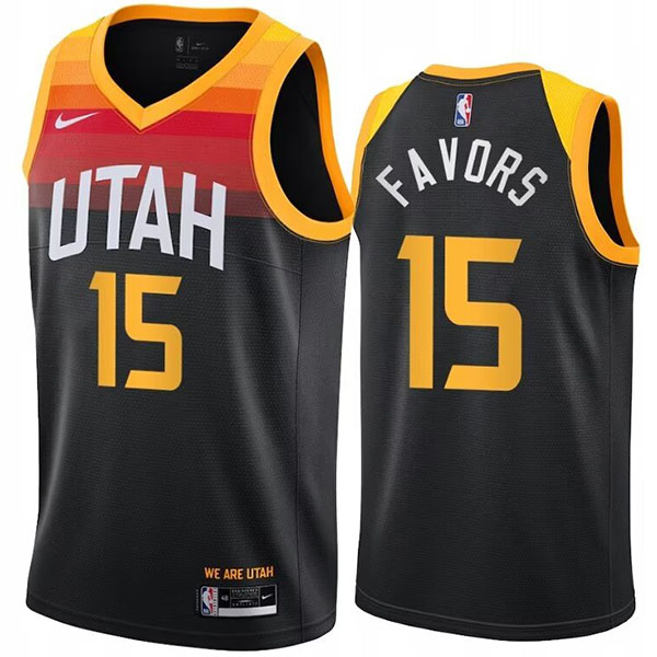 Utah Jazz Derrick Favors 15 city version jersey men's basketball swingman uniform black edition vest