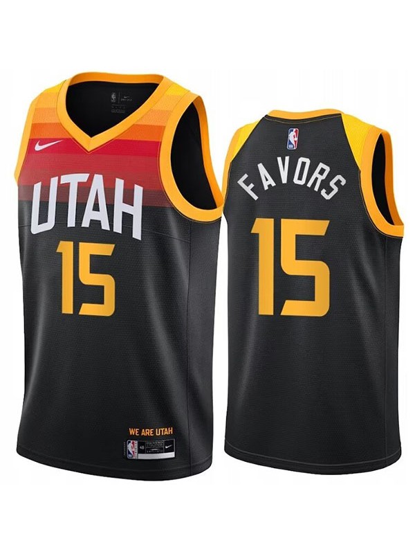 Utah Jazz Derrick Favors 15 city version jersey men's basketball swingman uniform black edition vest