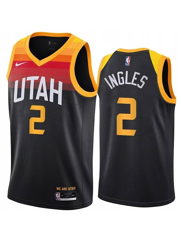 Utah Jazz Joe Ingles 2 city version jersey men's basketball swingman uniform black edition vest