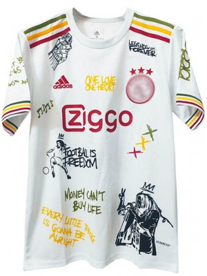 Ajx maillot de football bob marley spécial pour adulte blanc ensemble de football pour homme haut de sport 2025-2026