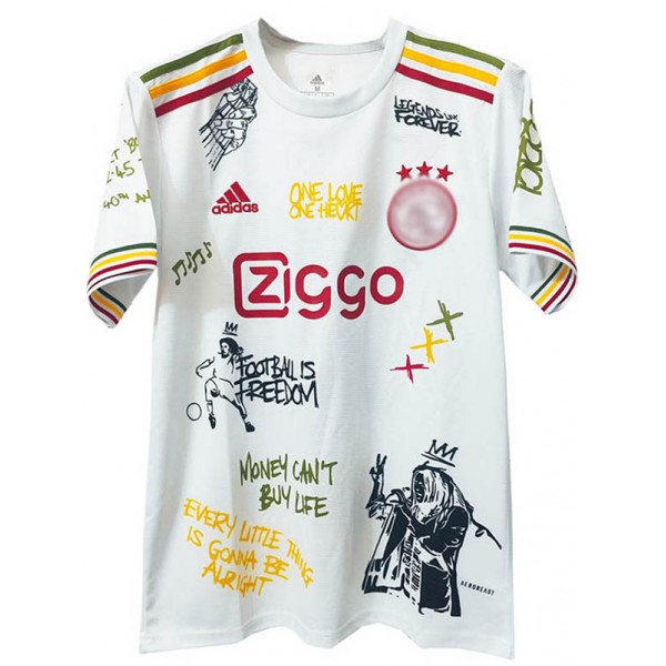 Ajx maillot de football bob marley spécial pour adulte blanc ensemble de football pour homme haut de sport 2025-2026