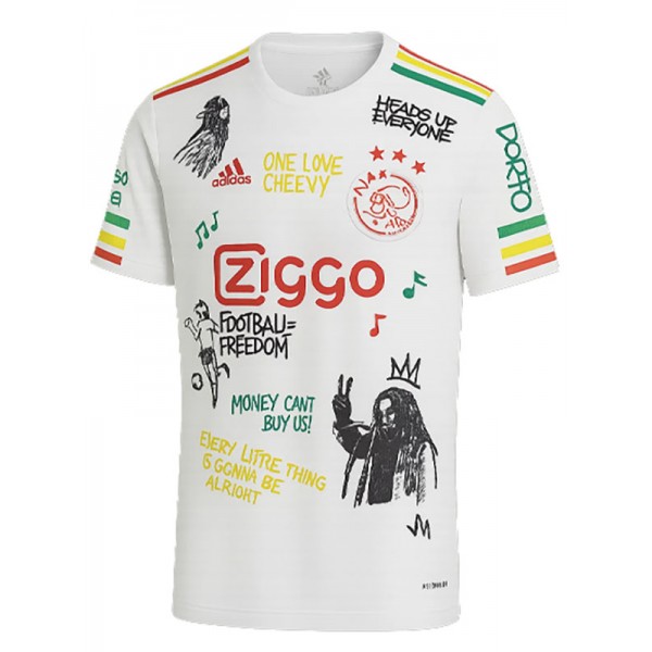 Ajx maillot de football bob marley spécial pour adulte blanc ensemble de football pour homme haut de sport 2025-2026