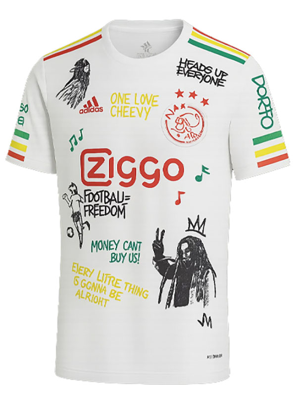 Ajx maillot de football bob marley spécial pour adulte blanc ensemble de football pour homme haut de sport 2025-2026
