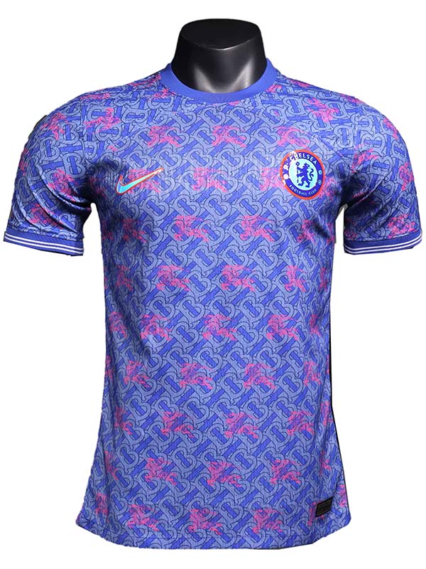 Chelsea maillot de joueur d'avant-match uniforme de football bleu adulte kit de football d'entraînement pour hommes hauts chemise de vêtements de sport 2024-2025