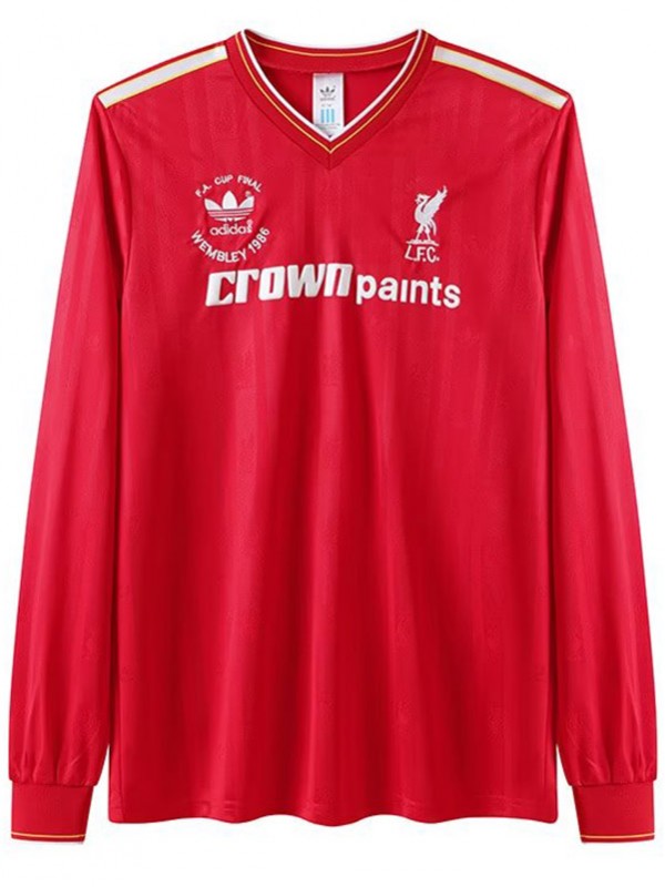 Liverpool maillot rétro à manches longues pour la maison Uniforme de football premier kit de football pour hommes haut de sport, 1985-1986