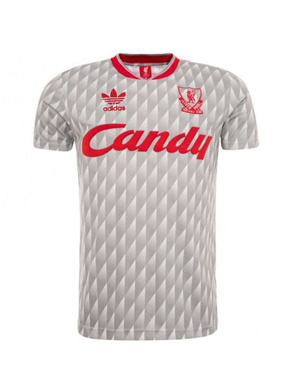 Liverpool Soccer Retro Jersey Grey Men's Sportwear Football Shirt 1989