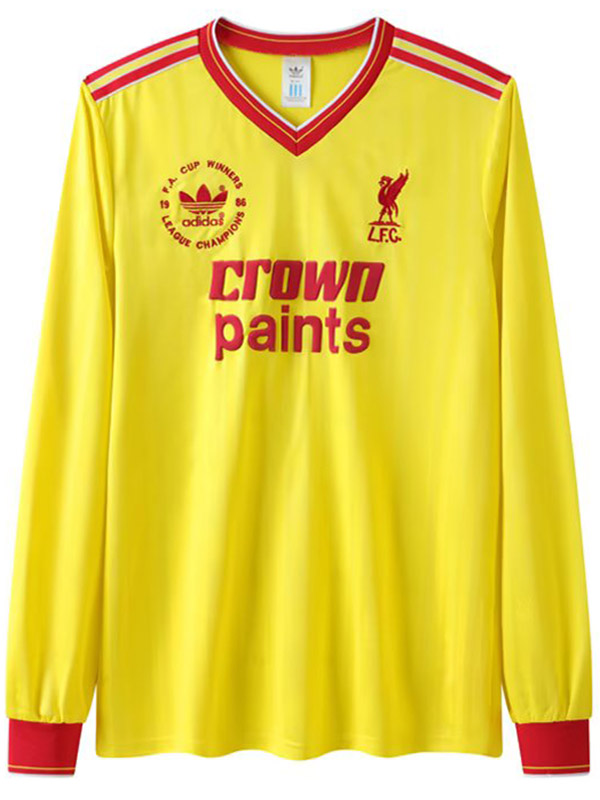 Liverpool troisième maillot rétro à manches longues uniforme de football 3ème kit de football pour hommes chemise haute de sport 1985-1986