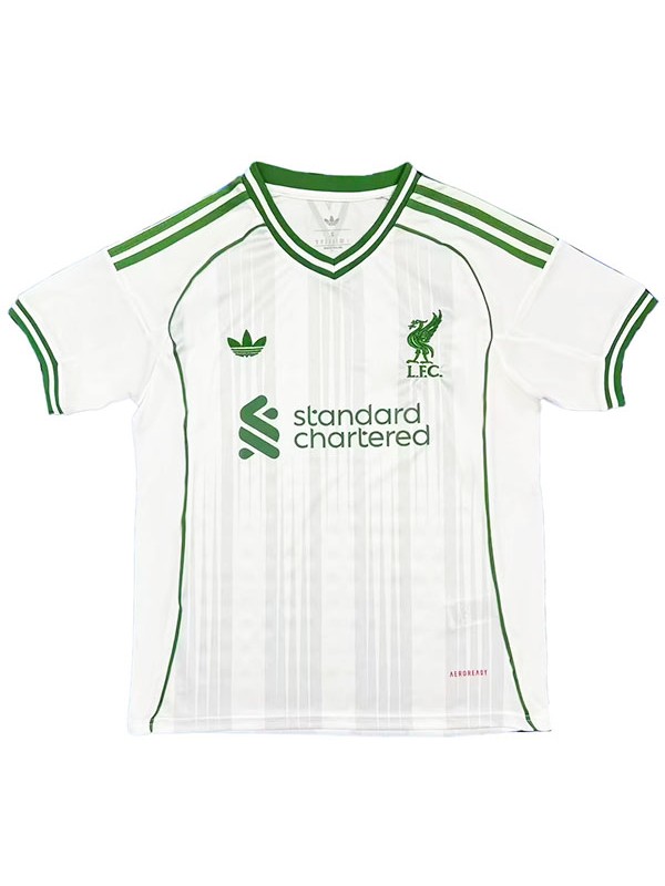Liverpool maillot d'entraînement blanc et vert d'avant-match pour homme saison 2025-2026