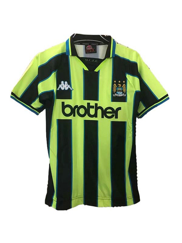 Manchester city retro soccer jersey maillot match men's sportwear football shirt yellow green 1998-1999