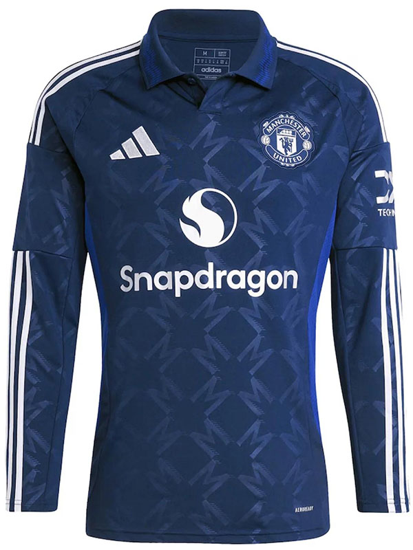 Manchester united maillot de football à manches longues extérieur uniforme de football pour hommes deuxième kit de football de sport haut chemise 2024-2025