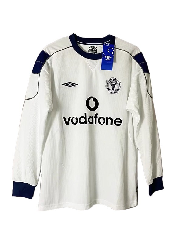 Manchester united chemise à manches longues maillot rétro deuxième uniforme de football pour hommes en tête du kit de sport maillot de football 1999-2000