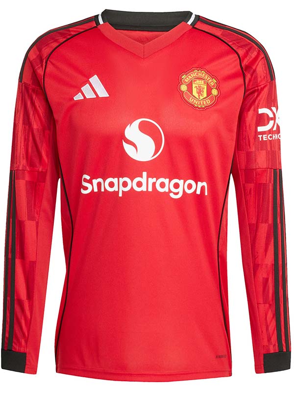 Manhcester united maillot de football à manches longues pour adulte uniforme de football pour homme première tenue de sport haut 2025-2026