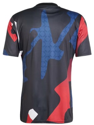 Manchester united maillot d'entraînement d'avant-match uniforme de football vêtements de sport pour hommes kit de football bleu marine rouge haut chemise 2024-2025