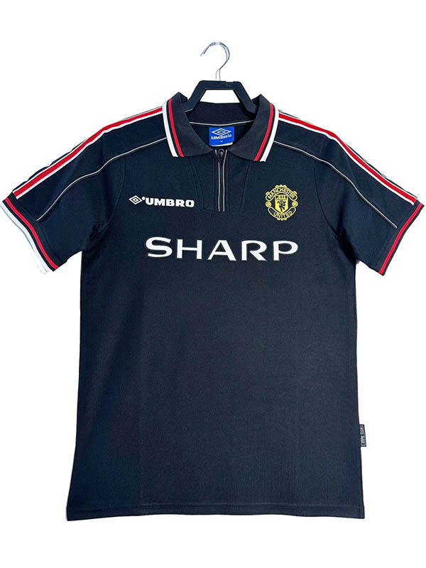 Manchester united maillot de gardien de but rétro noir bleu uniforme de football maillot de football de sport pour hommes 1998-1999