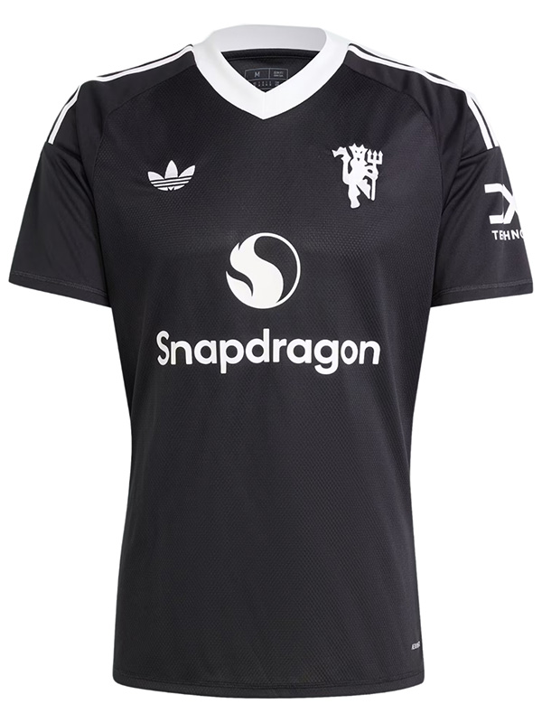 Manchester united maillot de gardien de but de troisième uniforme de football pour hommes noir kit de football de sport haut chemise 2024-2025
