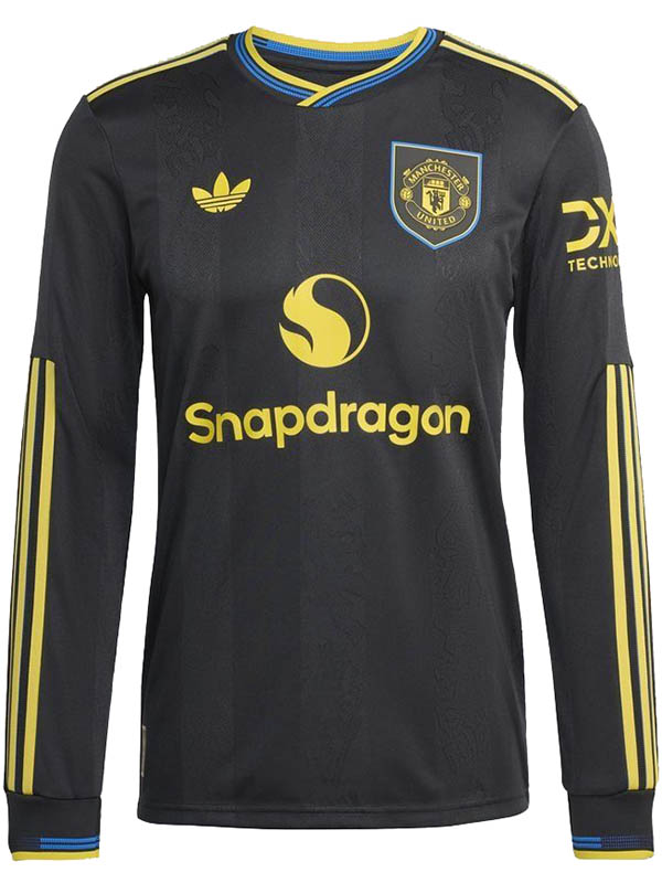 Manchester united troisième maillot à manches longues uniforme de football adulte hommes 3ème kit de football de sport haut chemise 2025-2026