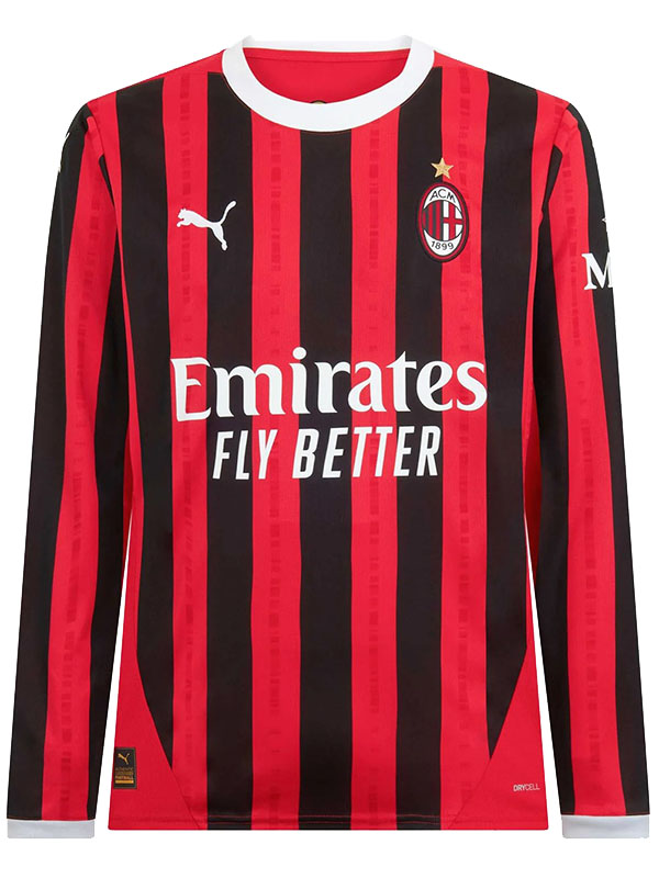 AC milan maillot de football à manches longues pour hommes uniforme de football premier maillot de sport 2024-2025