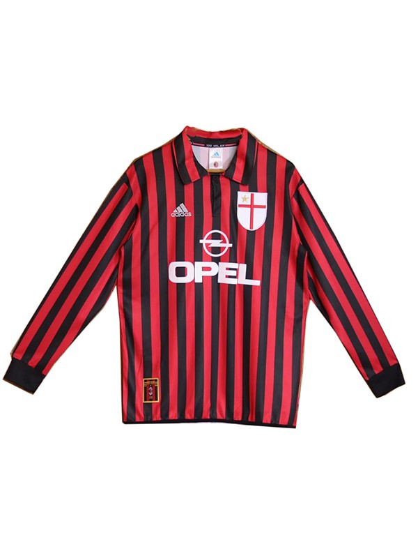 AC milan domicile maillot rétro manches longues premier maillot de football sportswear homme 1999-2000