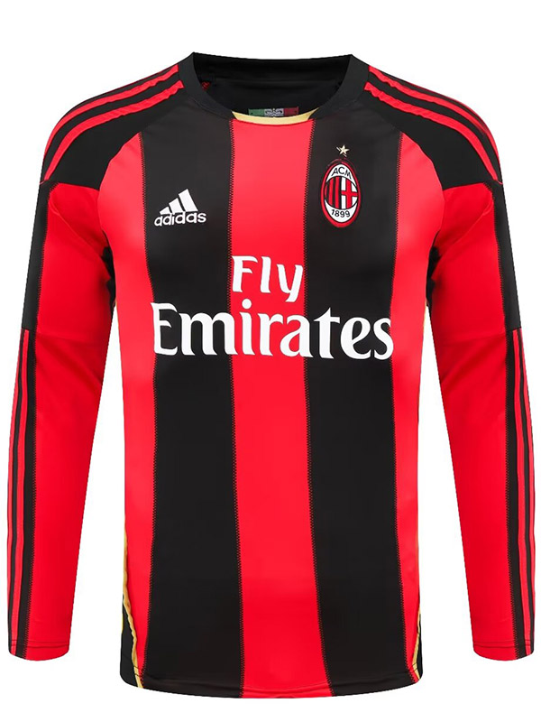 AC milan domicile maillot rétro à manches longues uniforme de football vintage premier kit de football pour hommes hauts chemise de sport 2010-2011