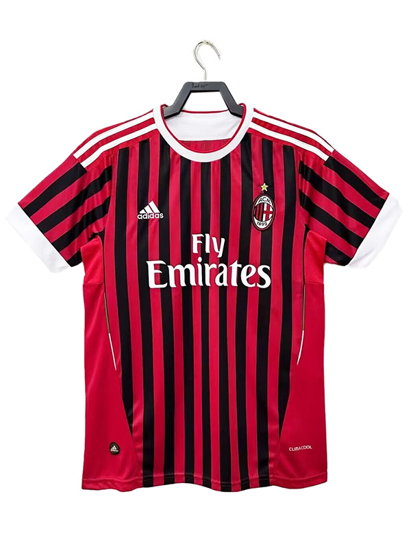 AC Milan domicile maillot rétro football uniforme vintage premier kit de football de sport pour hommes chemise haute 2011-2012