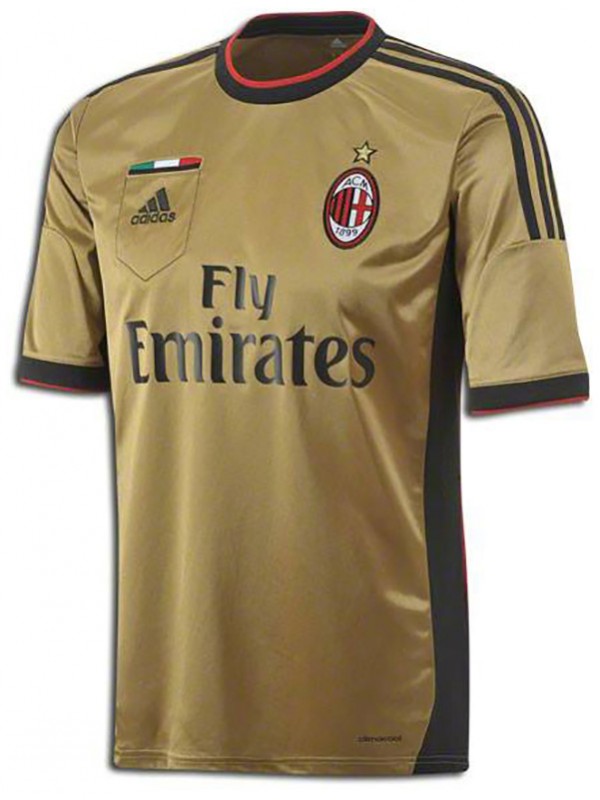 AC milan maillot rétro extérieur uniforme de football doré pour hommes deuxième kit de football de sport haut chemise 2013-2014