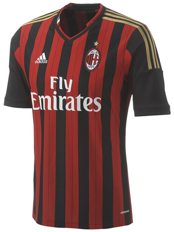 AC milan maillot de football rétro à domicile uniforme de football pour hommes premier kit de football de sport haut chemise 2013-2014