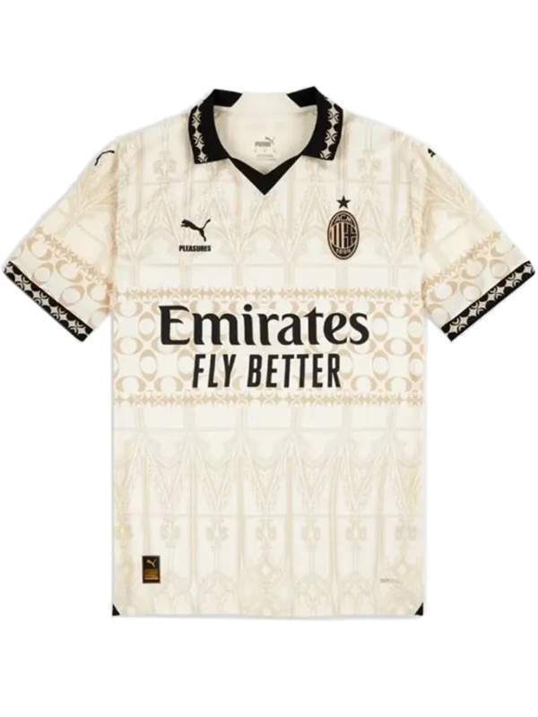 AC milan x pleasures maillot authentique uniforme de football blanc kit de football pour hommes hauts chemise de sport 2024-2025