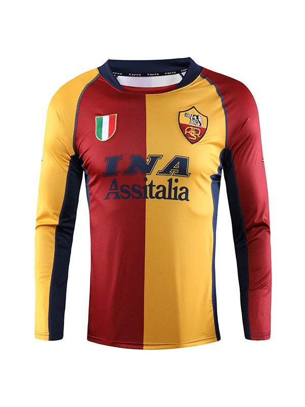 AS roma home retro long sleeve soccer jersey maillot match men's 1st sportwear football shirt 2001-2002
