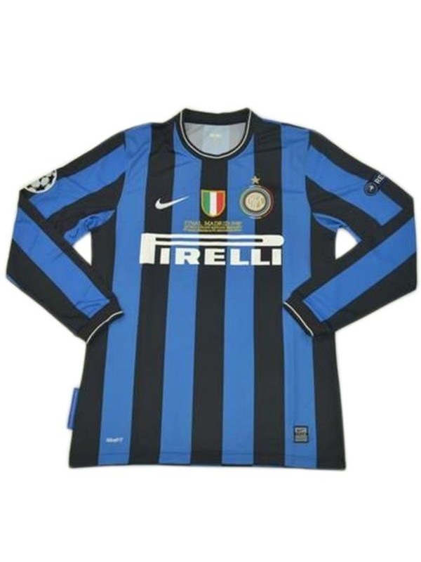 Inter Milan Maillot domicile Maillot de football rétro à manches longues de la ligue des champions de football pour homme 2009-2010