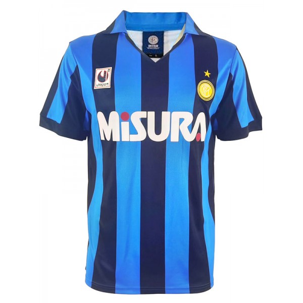 Inter milan maillot rétro domicile uniforme de football vintage premier kit de football pour hommes, chemise de sport 1990-1991