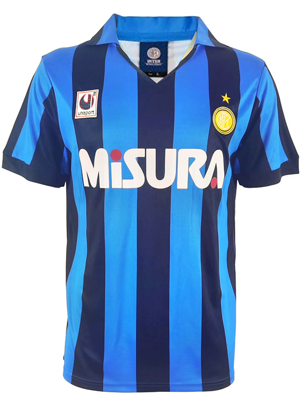 Inter milan maillot rétro domicile uniforme de football vintage premier kit de football pour hommes, chemise de sport 1990-1991