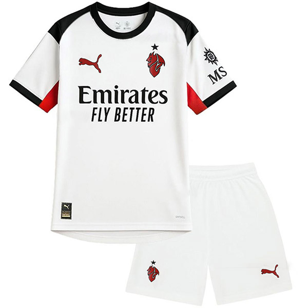 AC Milan maillot de football extérieur pour enfants de l' kit de football pour enfants deuxième mini-chemise de football uniformes pour jeunes 2025-2026