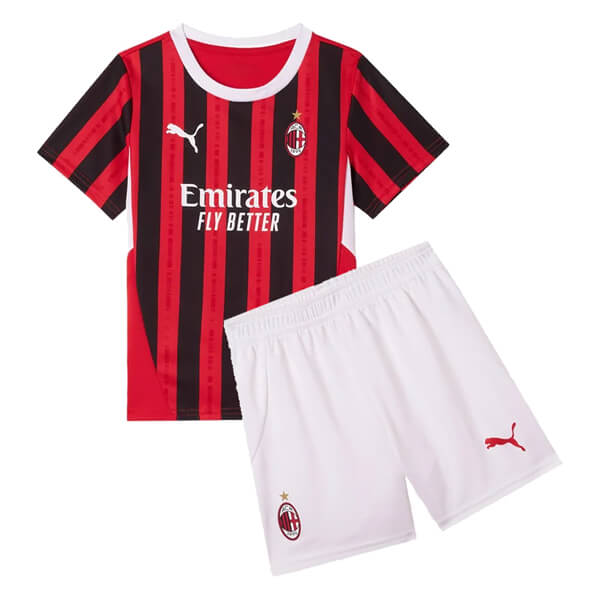 AC Milan maillot domicile pour enfant kit de football mini maillot de football pour enfant uniformes pour jeunes 2024-2025